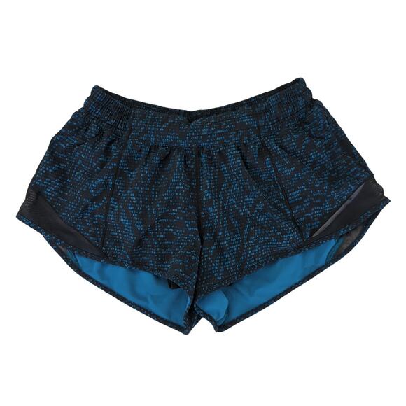 Lululemon Hotty Hot Short II 2.5" W7AJTR Running Women's‎ 6 Black Blue Pattern - Picture 1 of 3